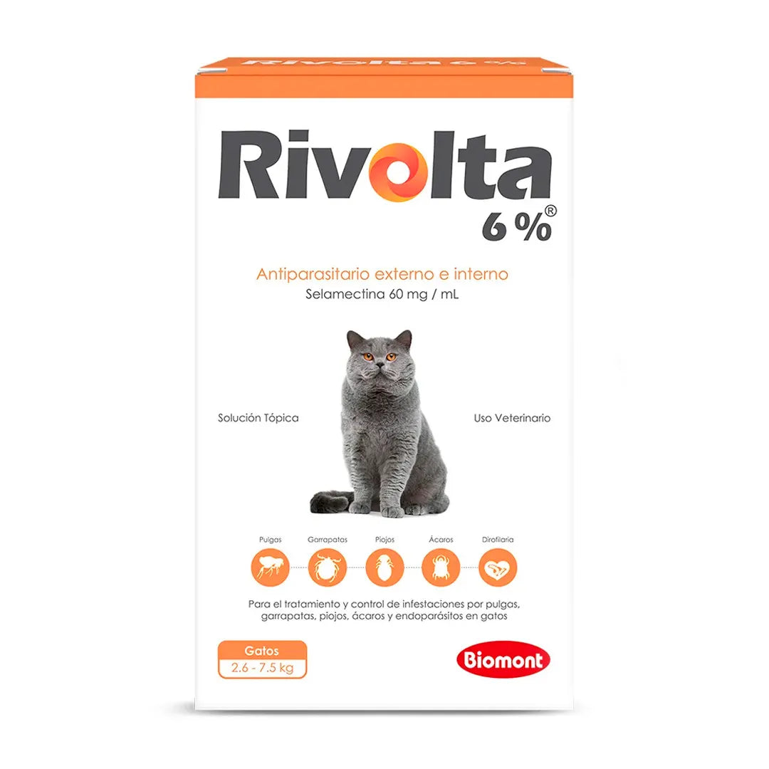 Rivolta 6% x 1 Pipeta para gatos (2.6 a 7.5 kg)